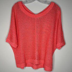 Ann Taylor LOFT Size M Coral Orange Loose-Knit Sweater Cover Up